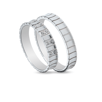 Βέρες Σετ Λευκόχρυσες με Ζιργκόν MASCHIO FEMMINA SL69 - themelidisjewels